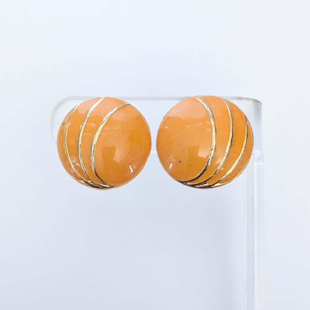 Vintage Clip On Earrings Mustard Yellow & Gold Tone Statement Stylish 1"